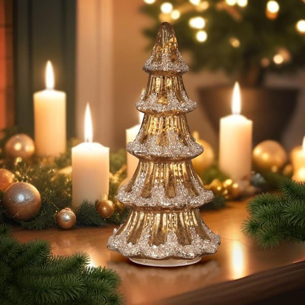 Shop For 12" Lit Gold Mercury Glass Tabletop Tree