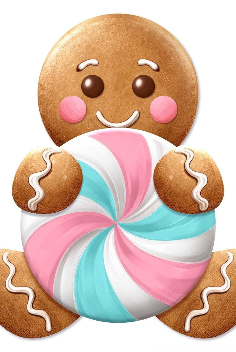 Shop For 12" Metal Embossed Gingerbread Candy Sign: Pink/Blue