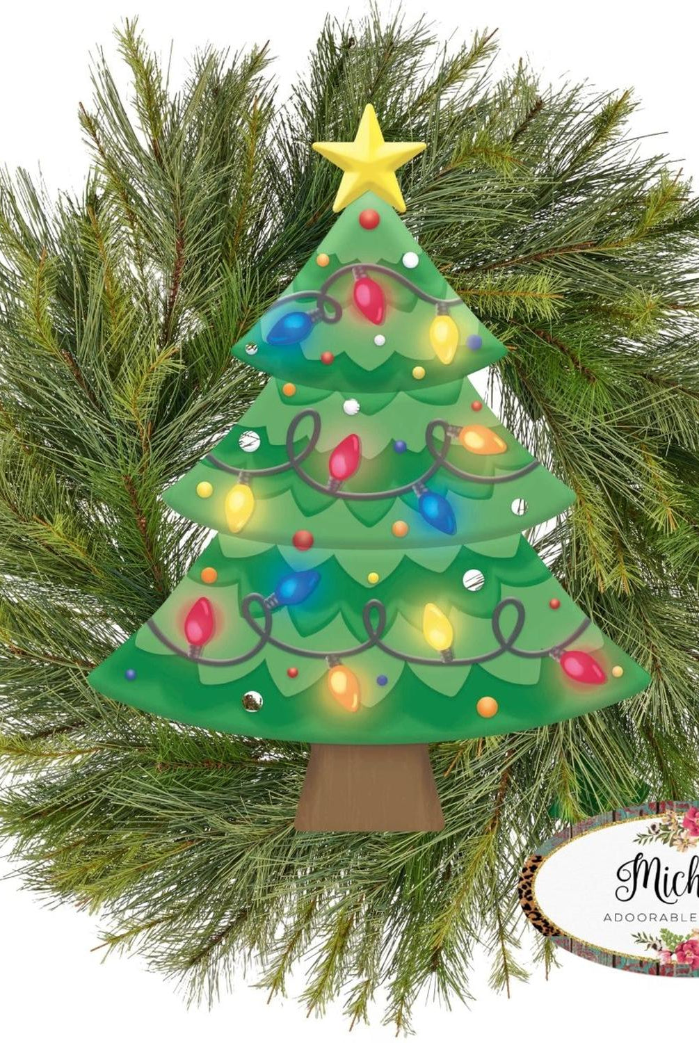 12" Metal Embossed Hanger: Christmas Lights