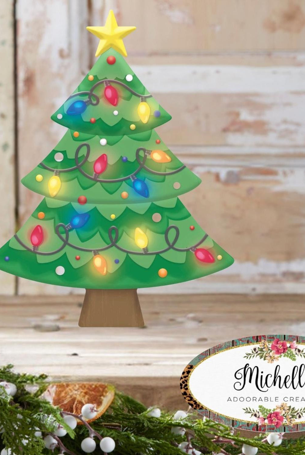 12" Metal Embossed Hanger: Christmas Lights