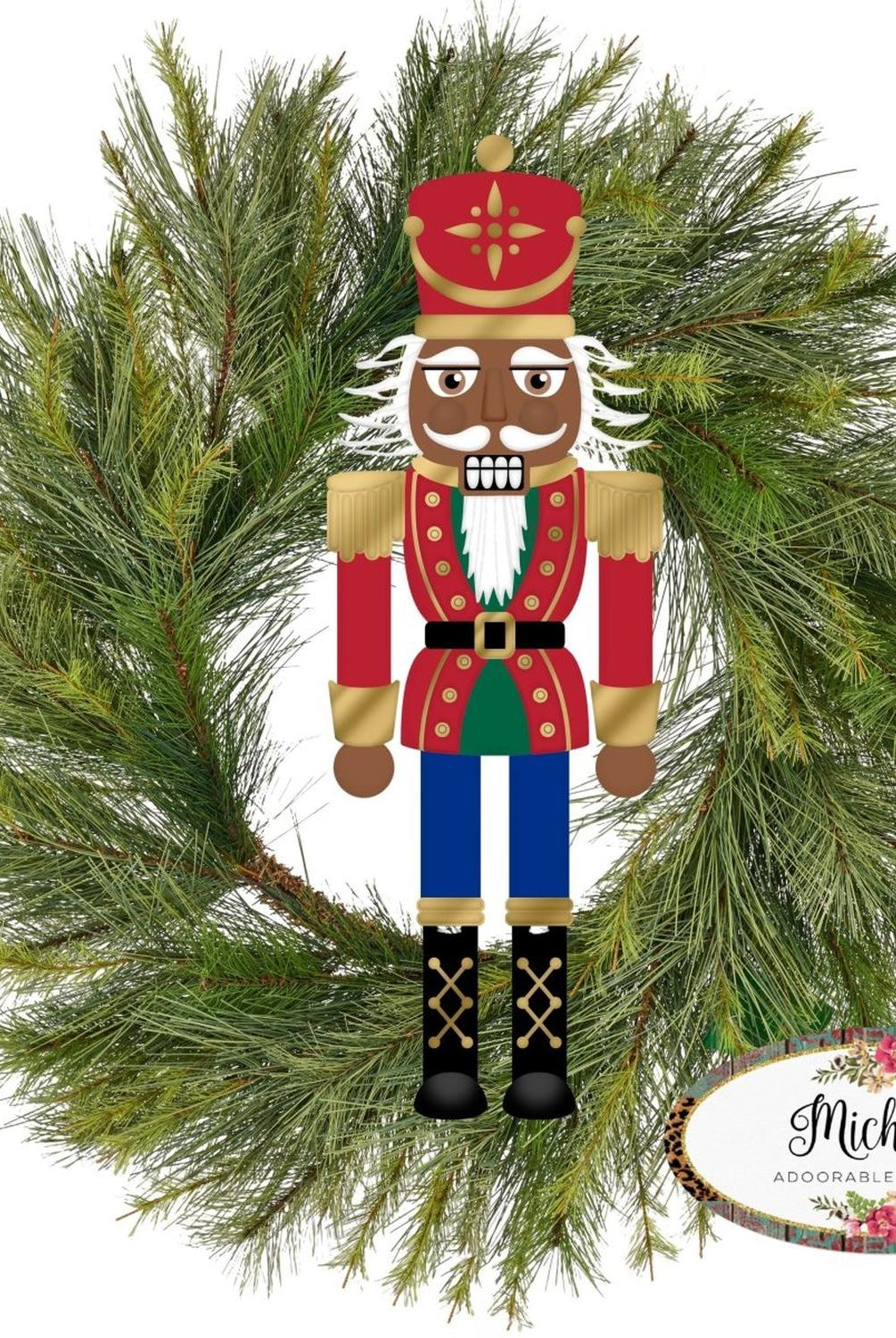 12" Metal Embossed Hanger: Dark Skin Nutcracker