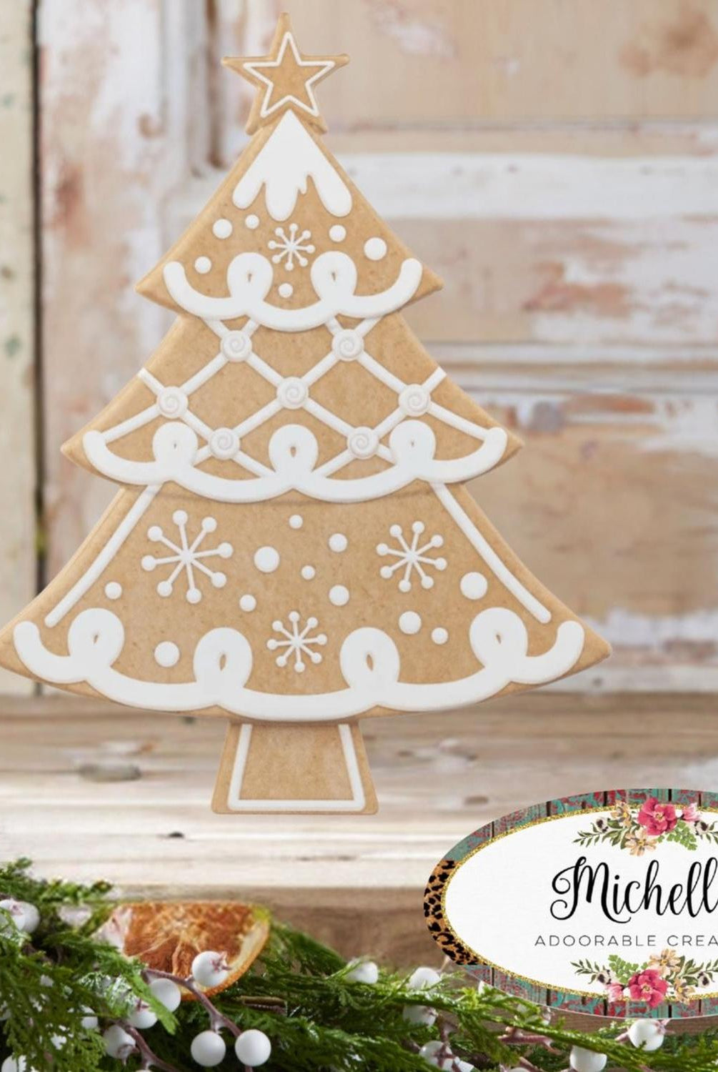 12" Metal Embossed Hanger: Gingerbread Tree