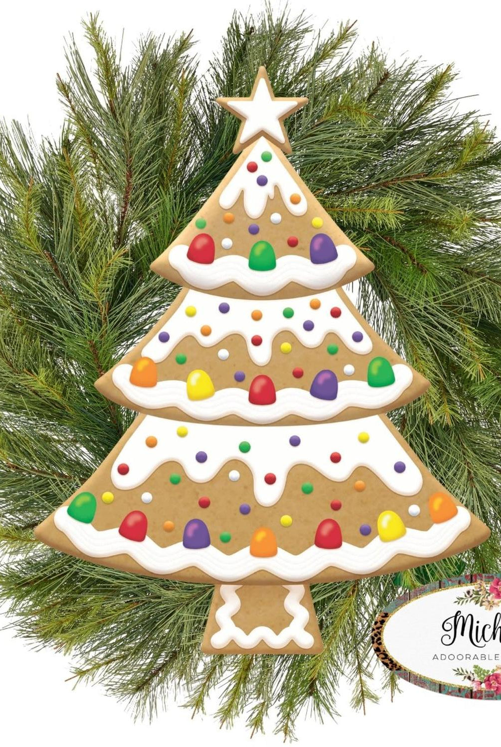 12" Metal Embossed Hanger: Gingerbread Tree Gumdrops