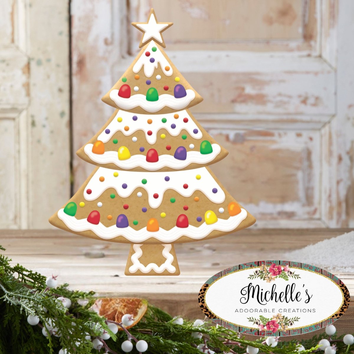 Shop For 12" Metal Embossed Hanger: Gingerbread Tree Gumdrops