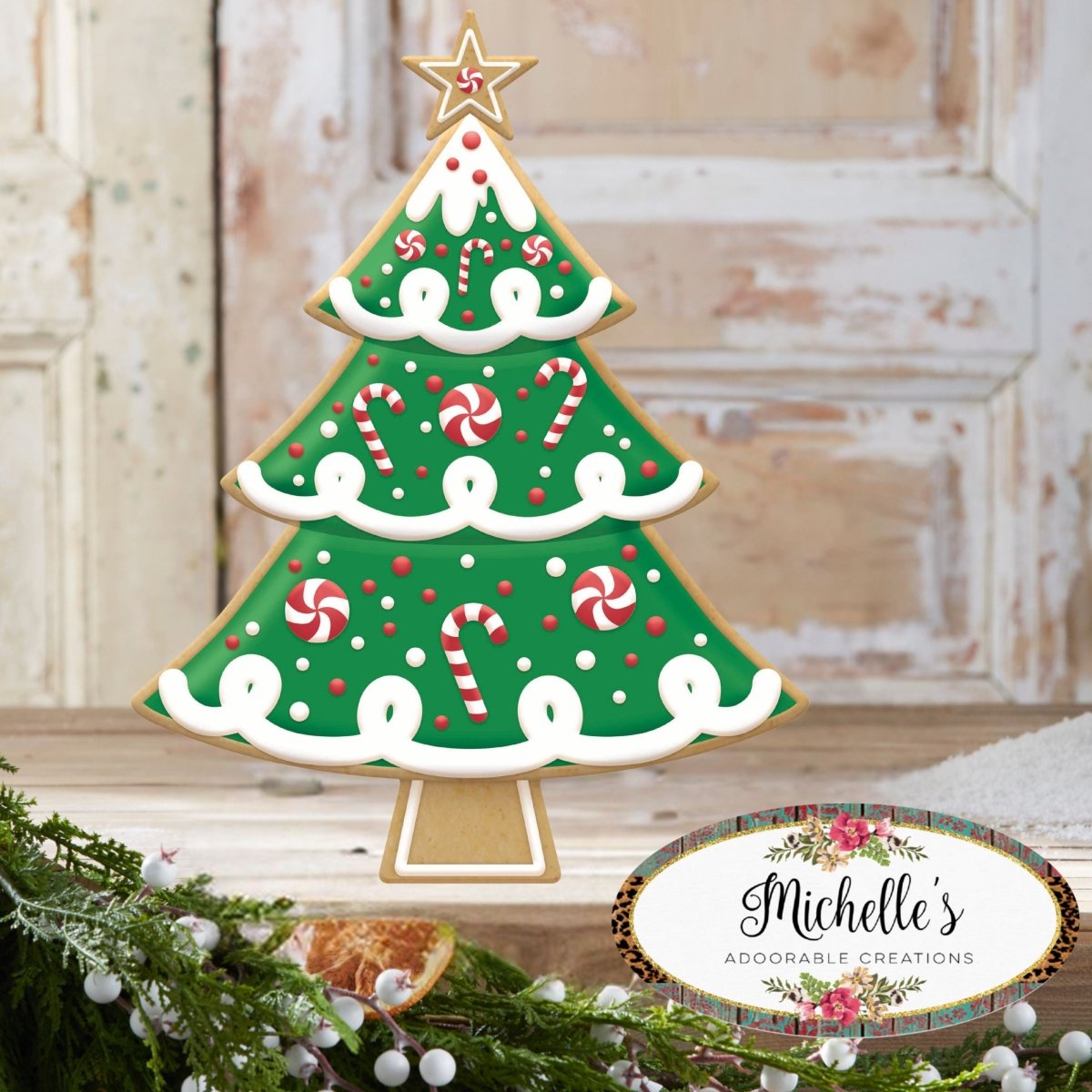 Shop For 12" Metal Embossed Hanger: Peppermint Cookie Tree