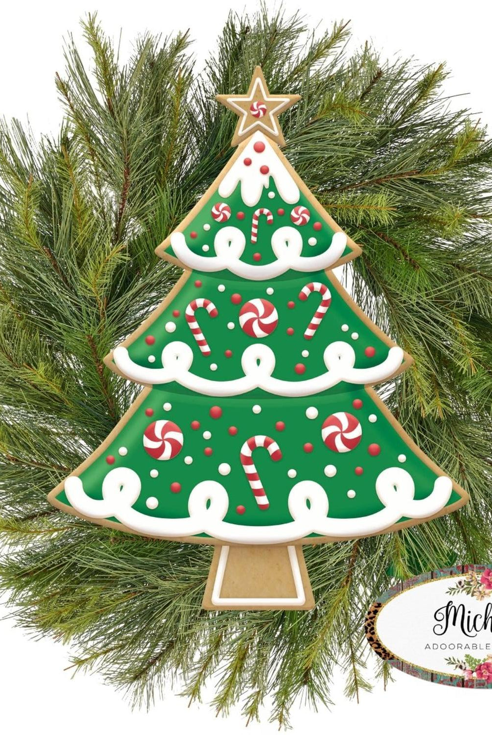 12" Metal Embossed Hanger: Peppermint Cookie Tree