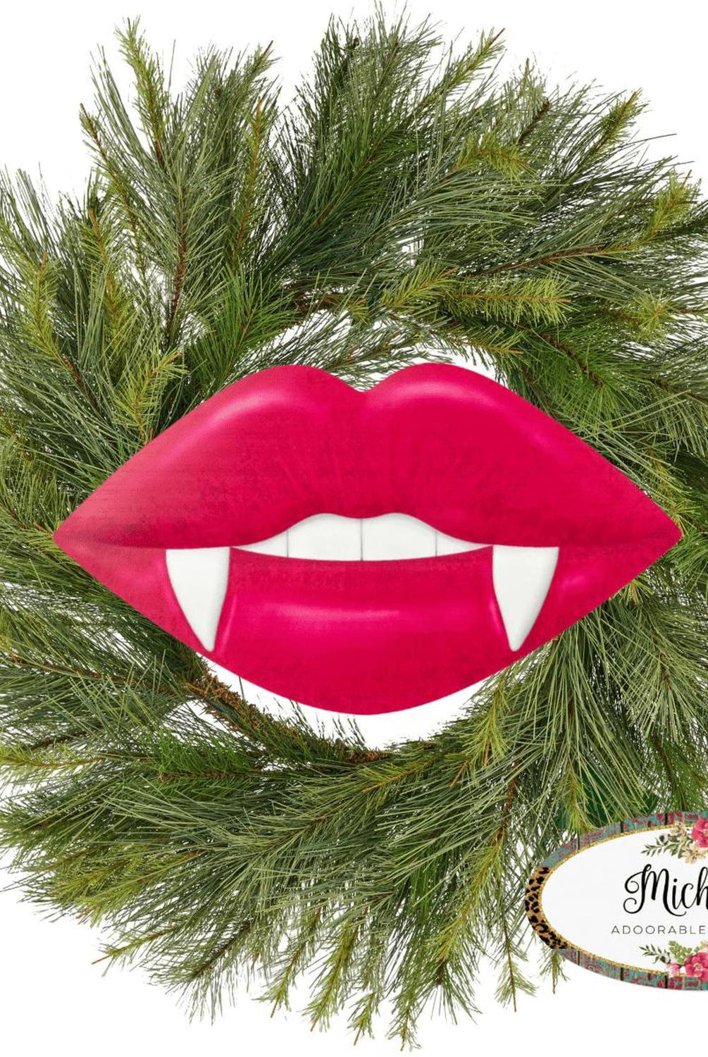 12" Metal Embossed Hanger: Vampire Lips Hot Pink