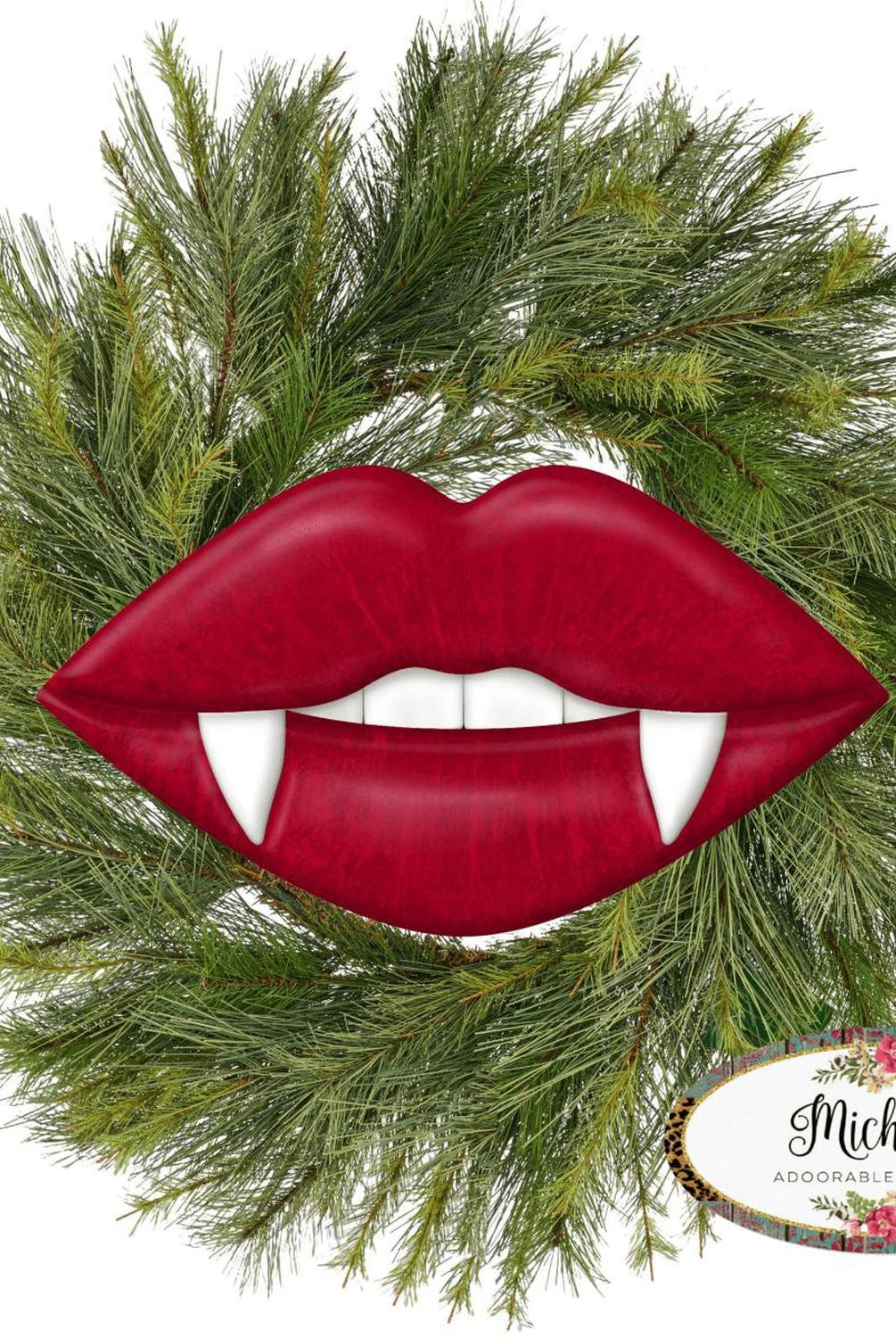 12" Metal Embossed Hanger: Vampire Lips Red