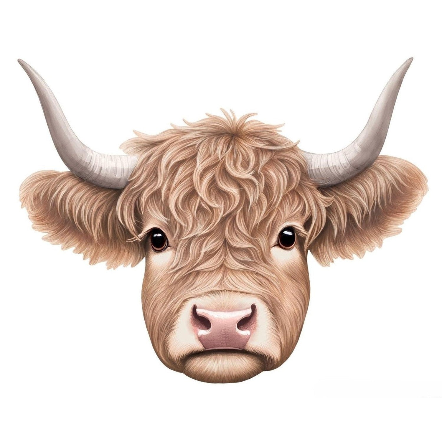 12" Metal Embossed Highland Cow Sign: Tan
