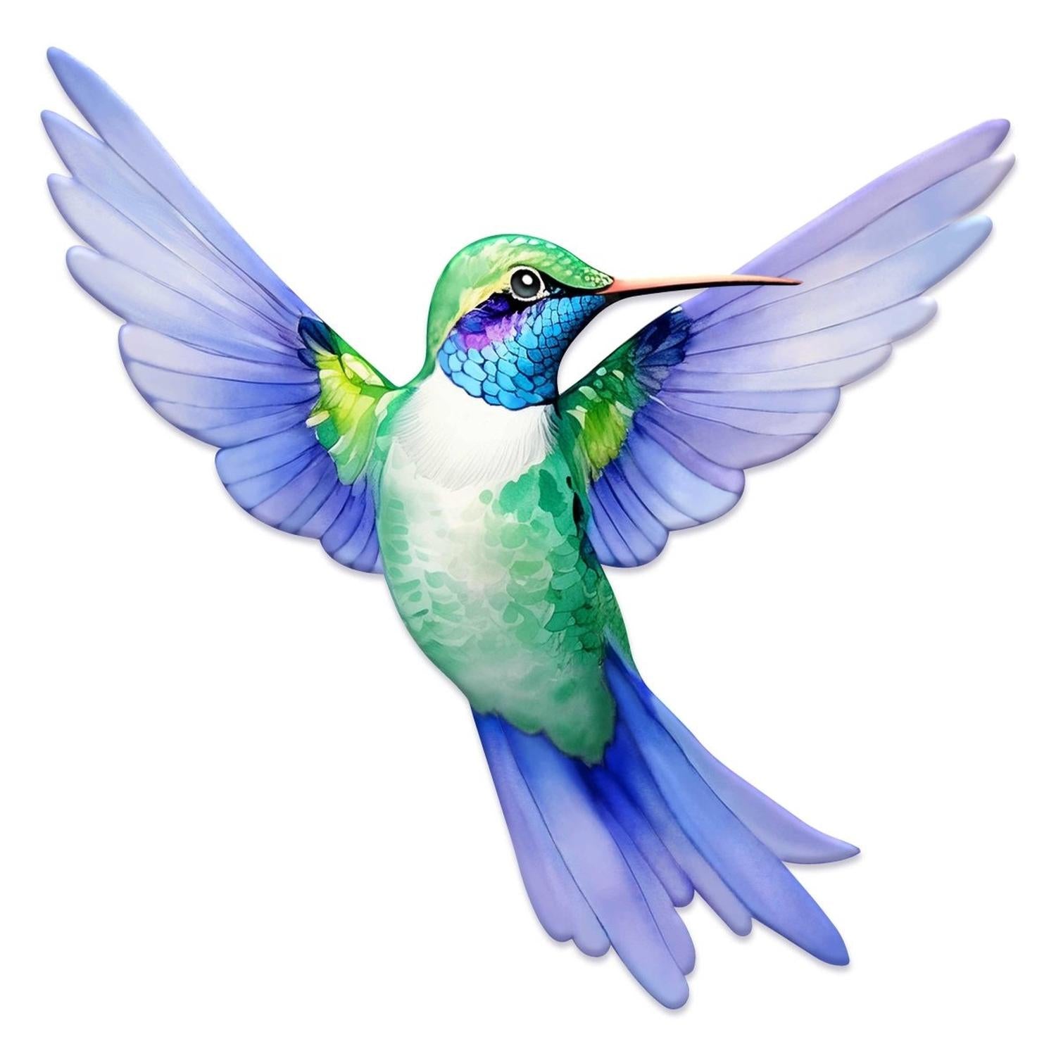 12" Metal Embossed Hummingbird Sign: Blue/Green