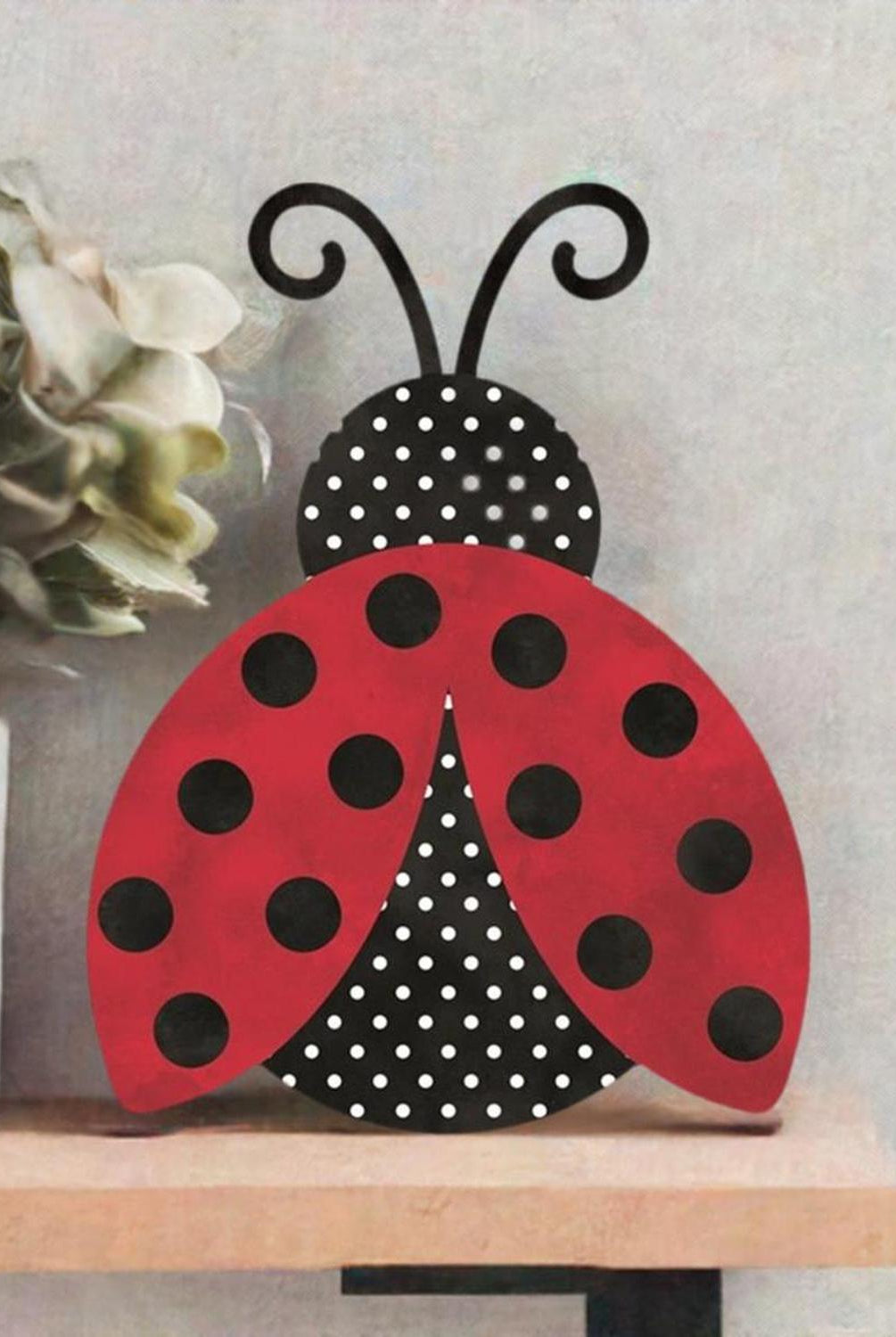 12" Metal Embossed Ladybug Hanger: Polka Dot/Solid
