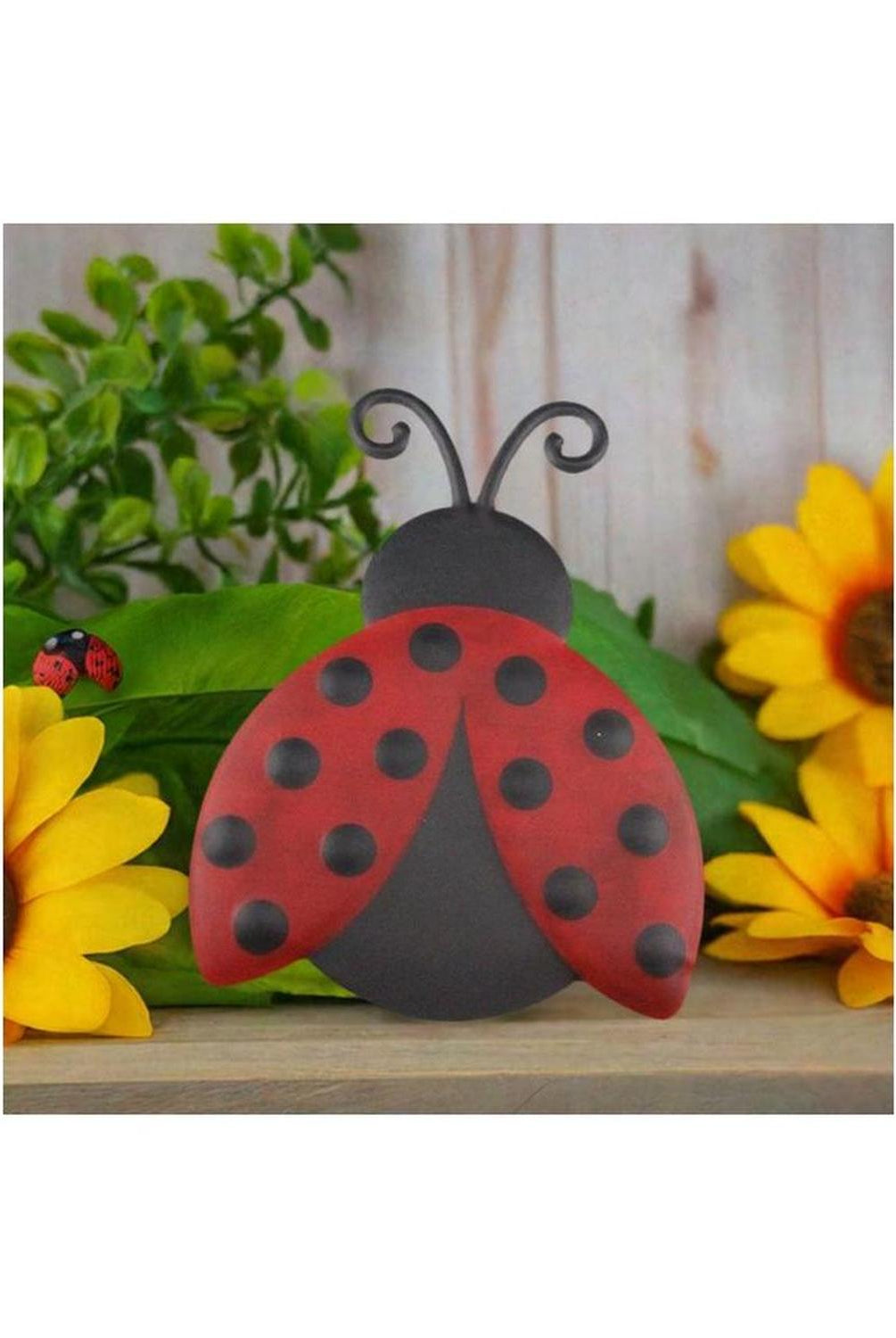 12" Metal Embossed Ladybug Hanger: Solid
