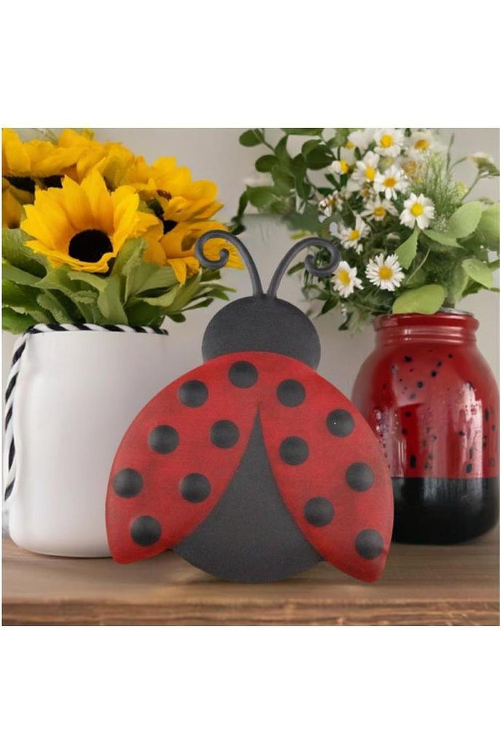 12" Metal Embossed Ladybug Hanger: Solid