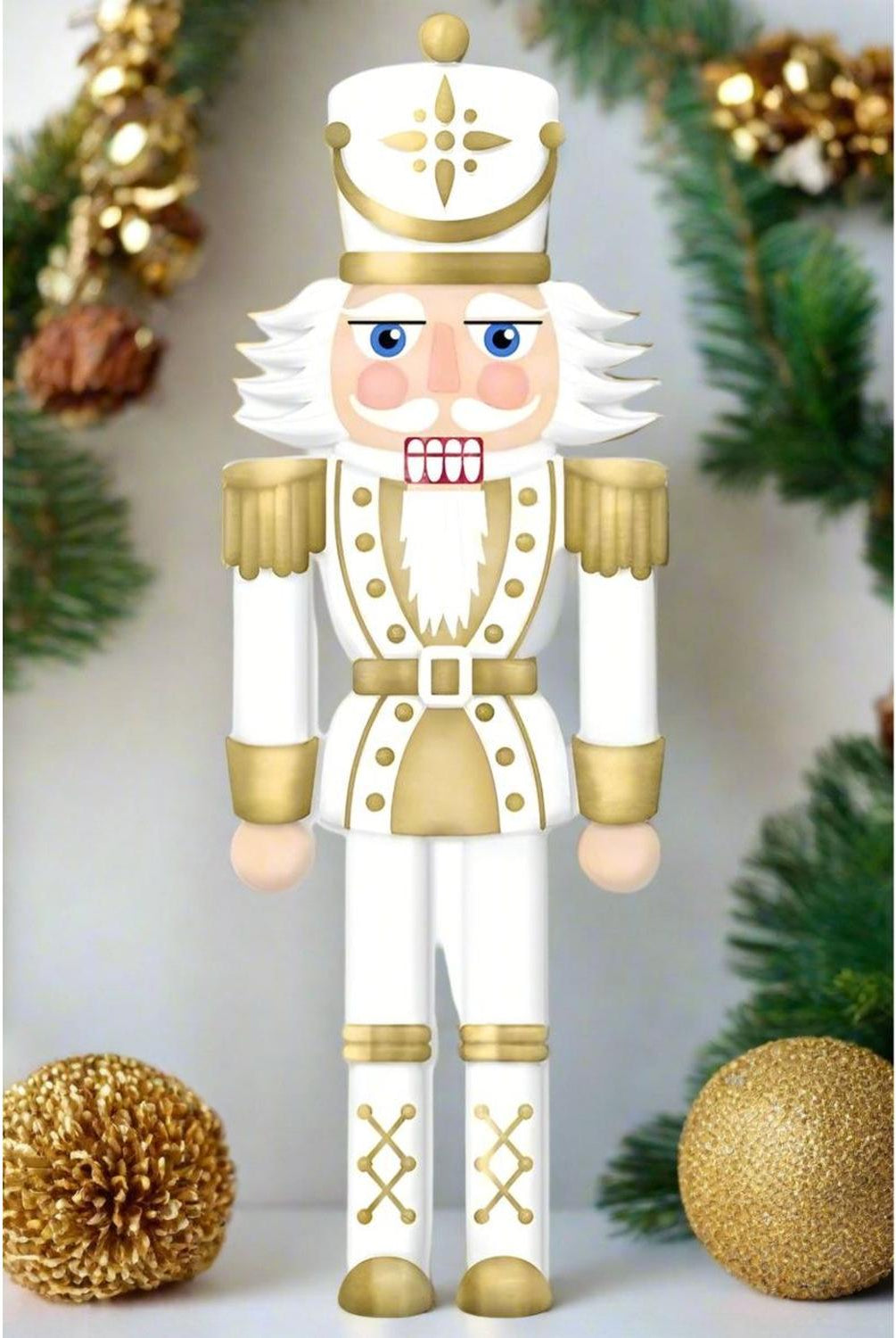 12" Metal Embossed Nutcracker: Gold