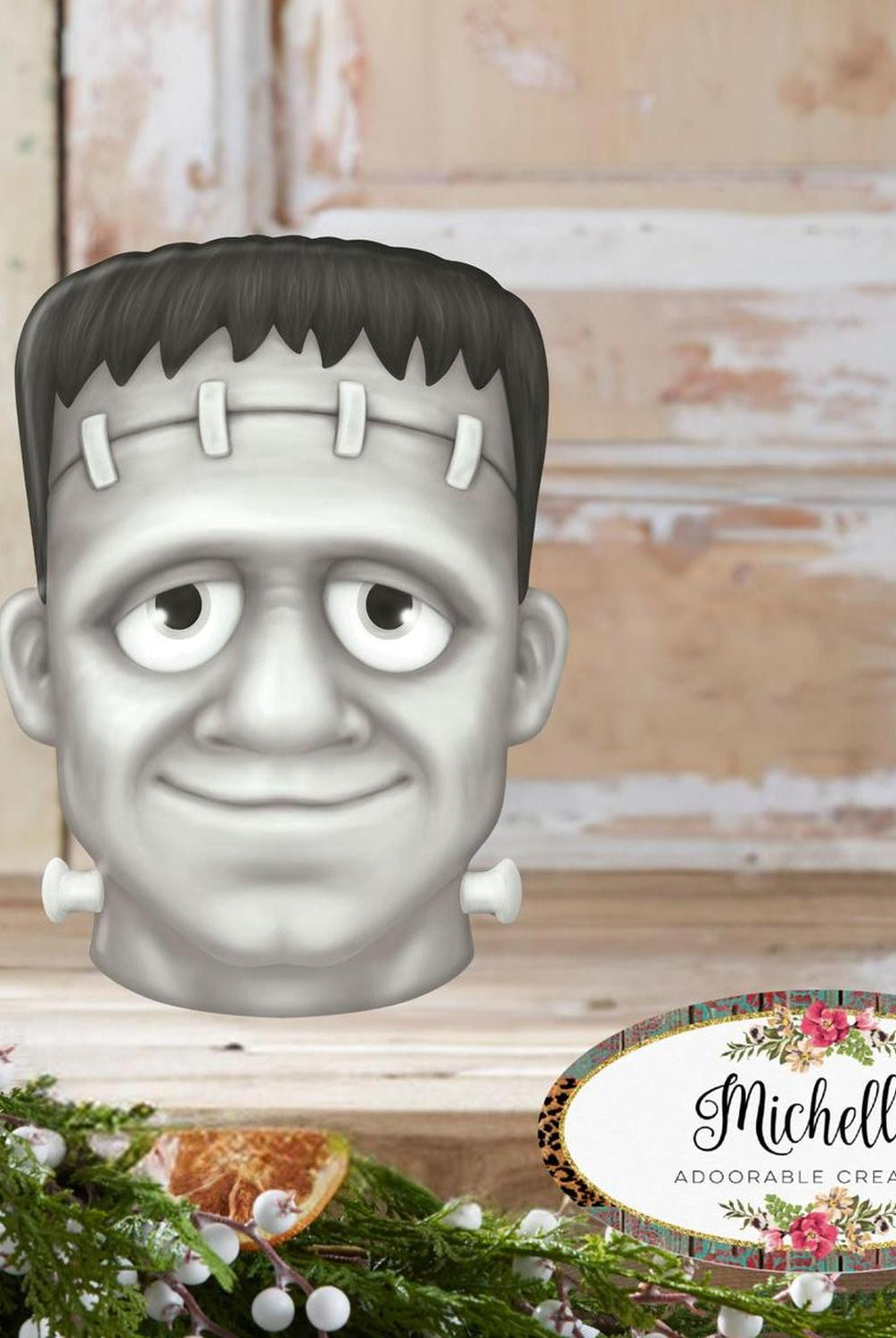 12" Metal Embossed Sign: Frankenstein (Black)