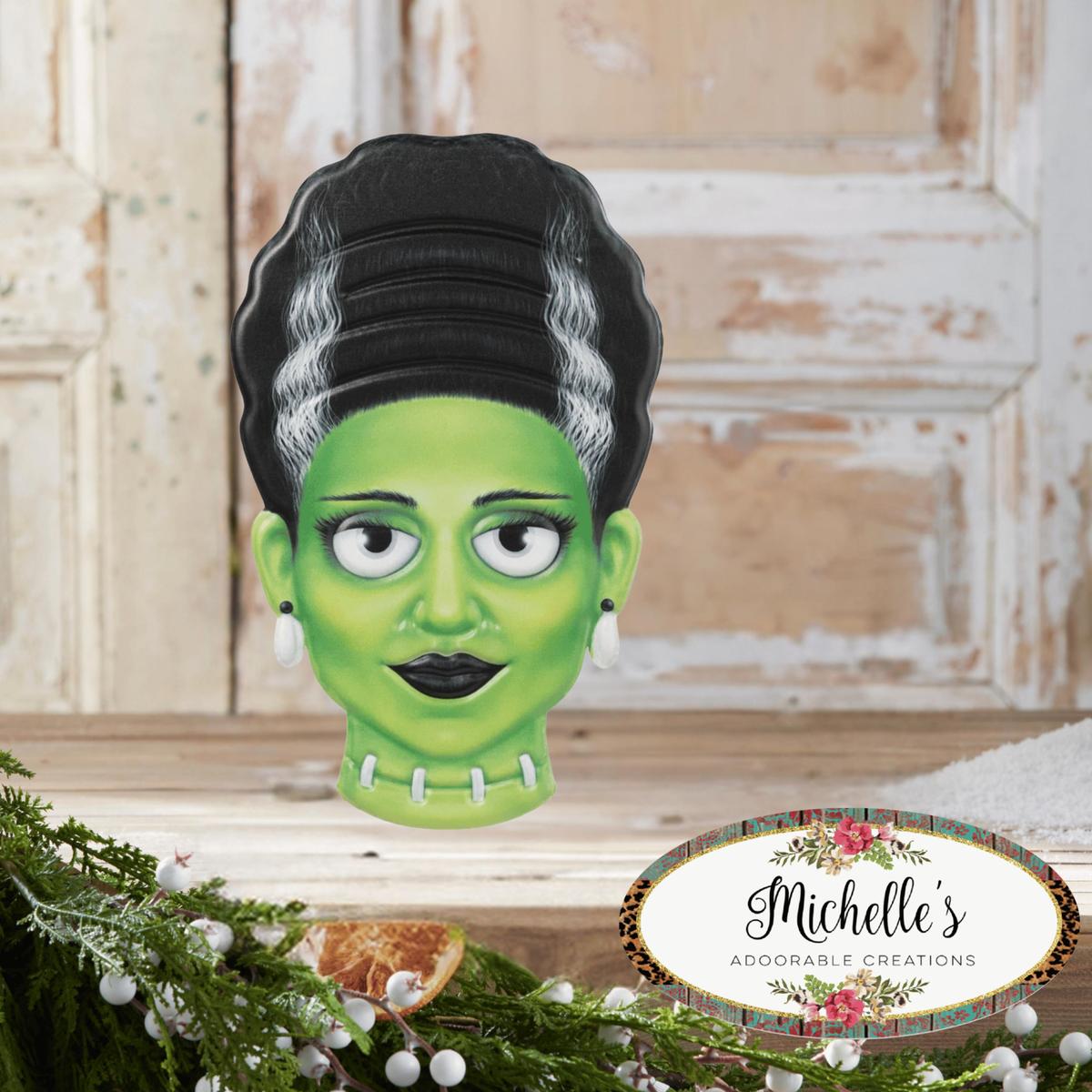 Shop For 12" Metal Embossed Sign: Mrs. Frankenstein (Green)
