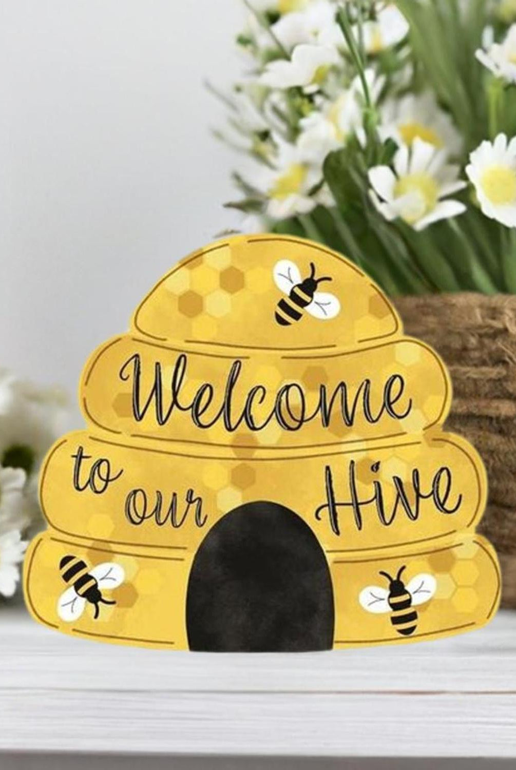 12" Metal Embossed Sign: Welcome To Our Hive