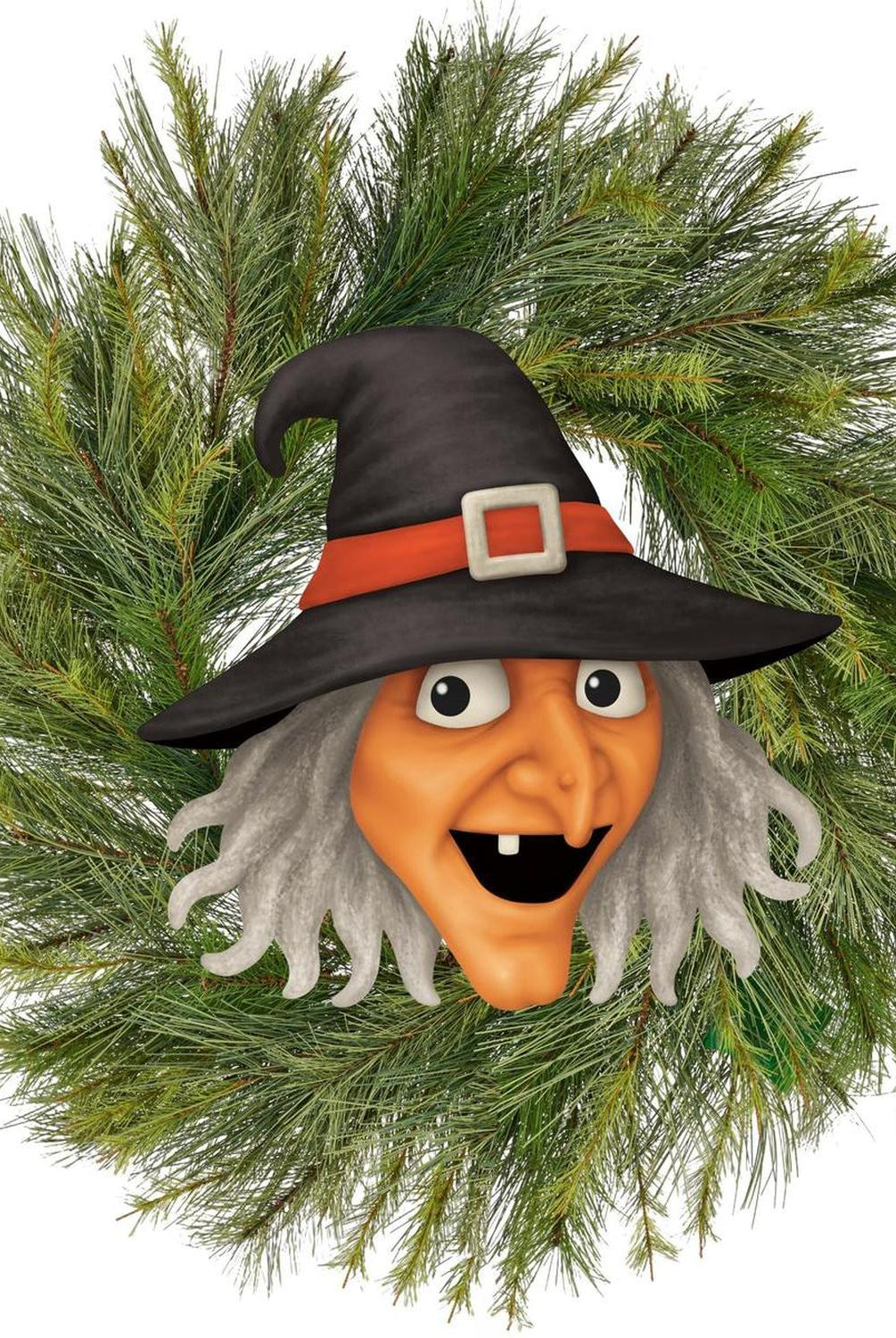 12" Metal Embossed Sign: Witch Head (Orange)
