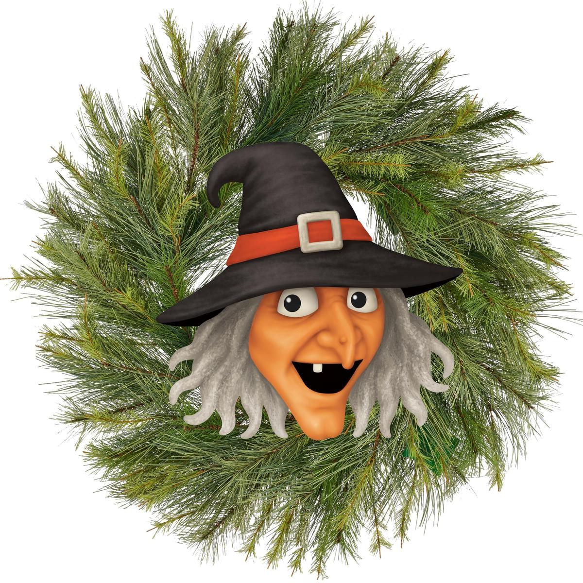 Shop For 12" Metal Embossed Sign: Witch Head (Orange)