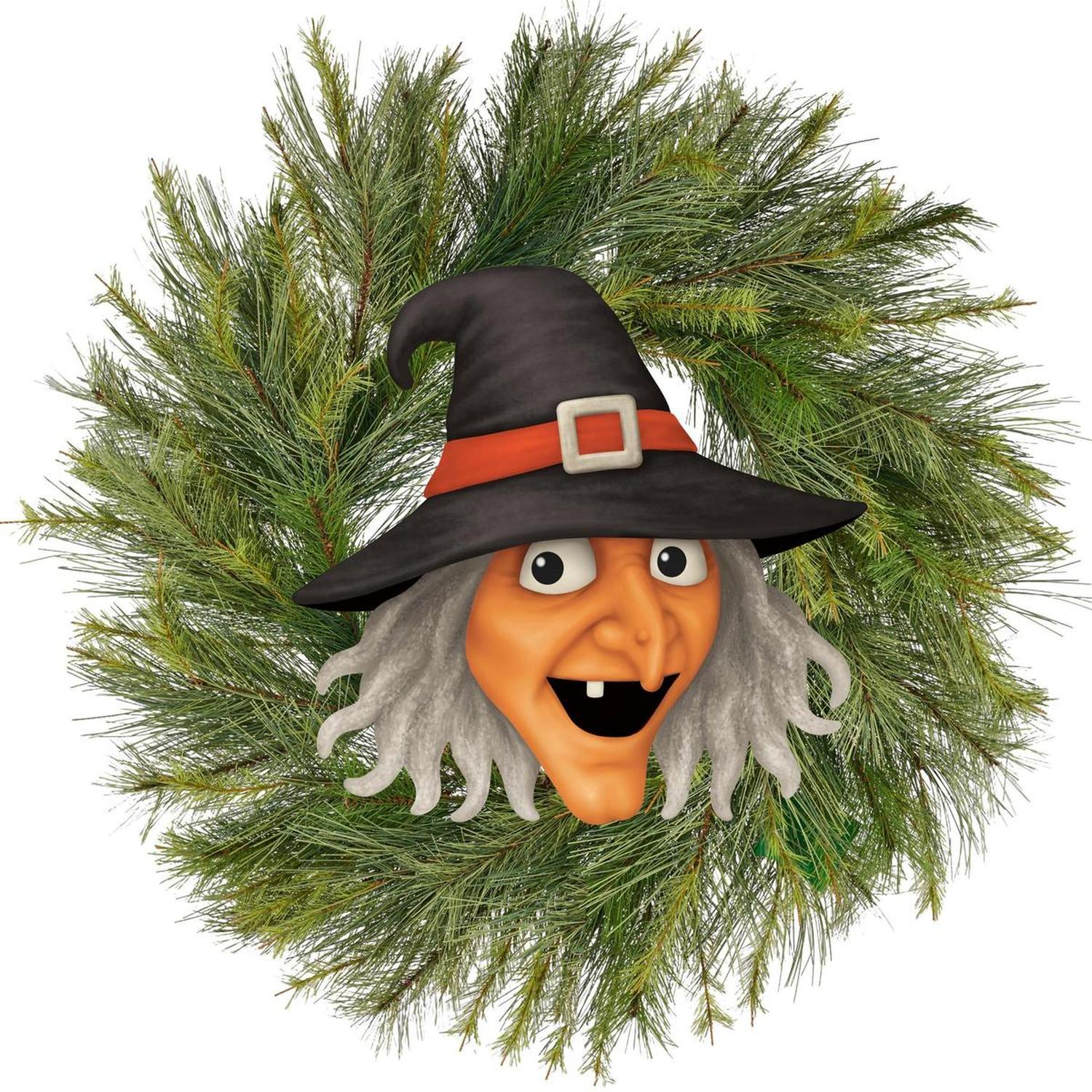 Shop For 12" Metal Embossed Sign: Witch Head (Orange)