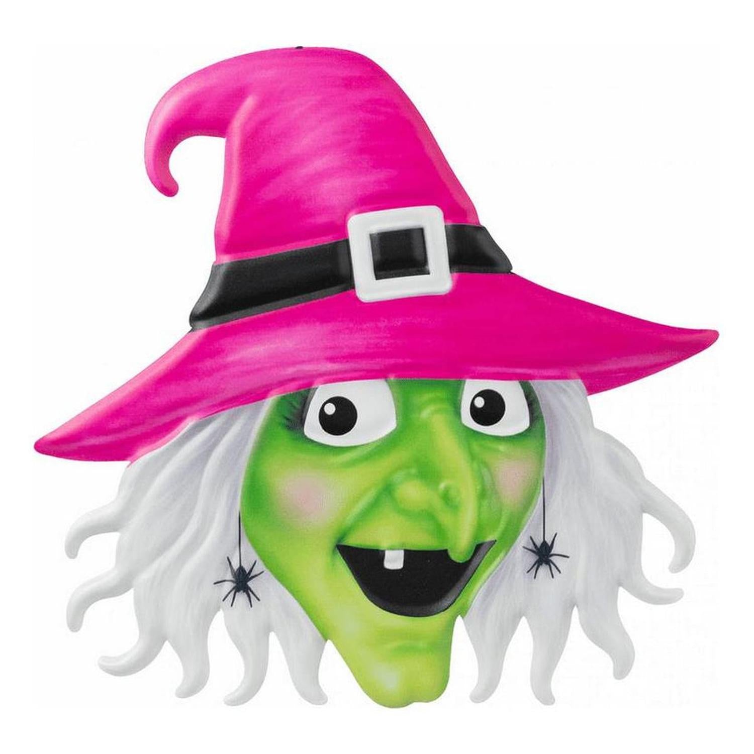 Shop For 12" Metal Embossed Sign: Witch Head (Pink)