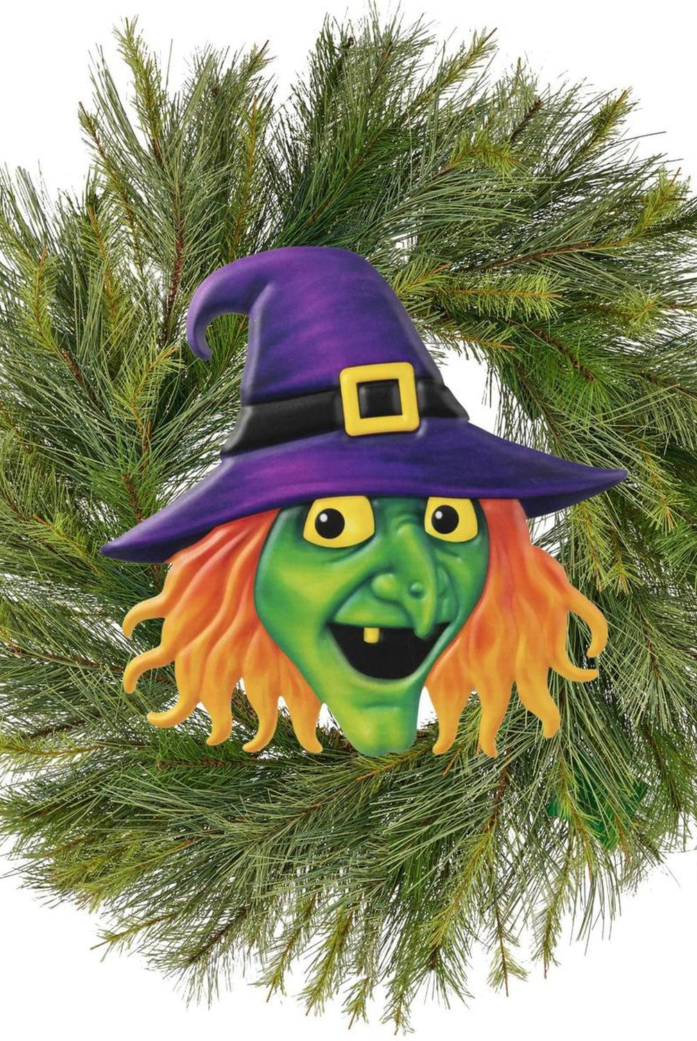 12" Metal Embossed Sign: Witch Head (Purple)