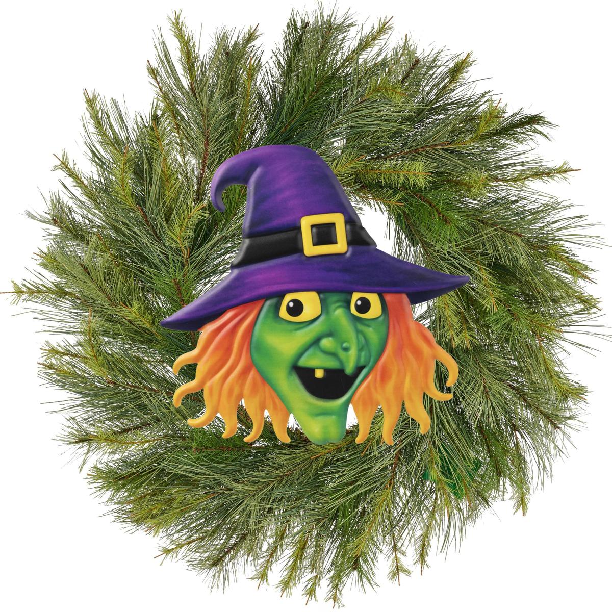 Shop For 12" Metal Embossed Sign: Witch Head (Purple)