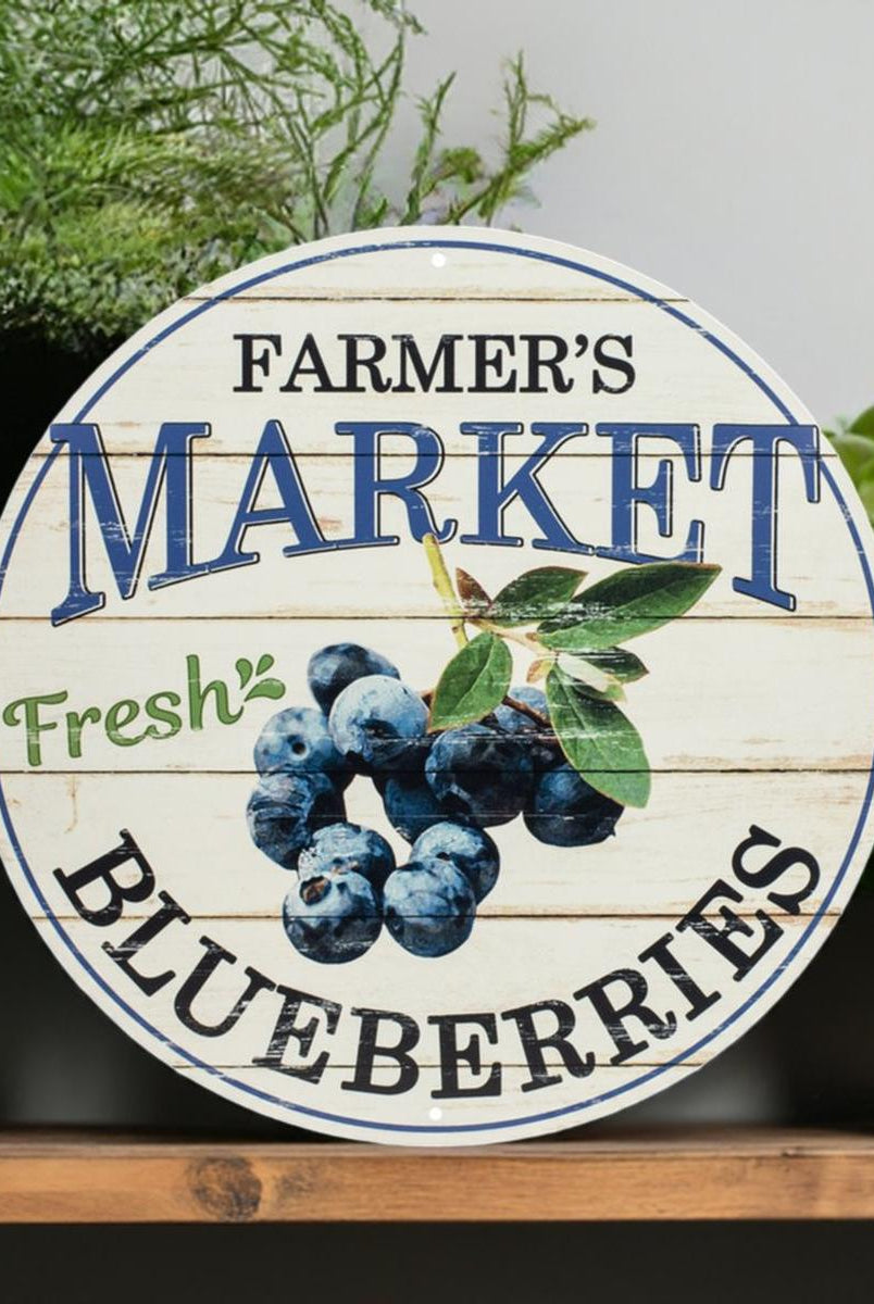 Shop For 12" Metal Farmer's Market Sign: Blueberries at Michelle's aDOORable Creations