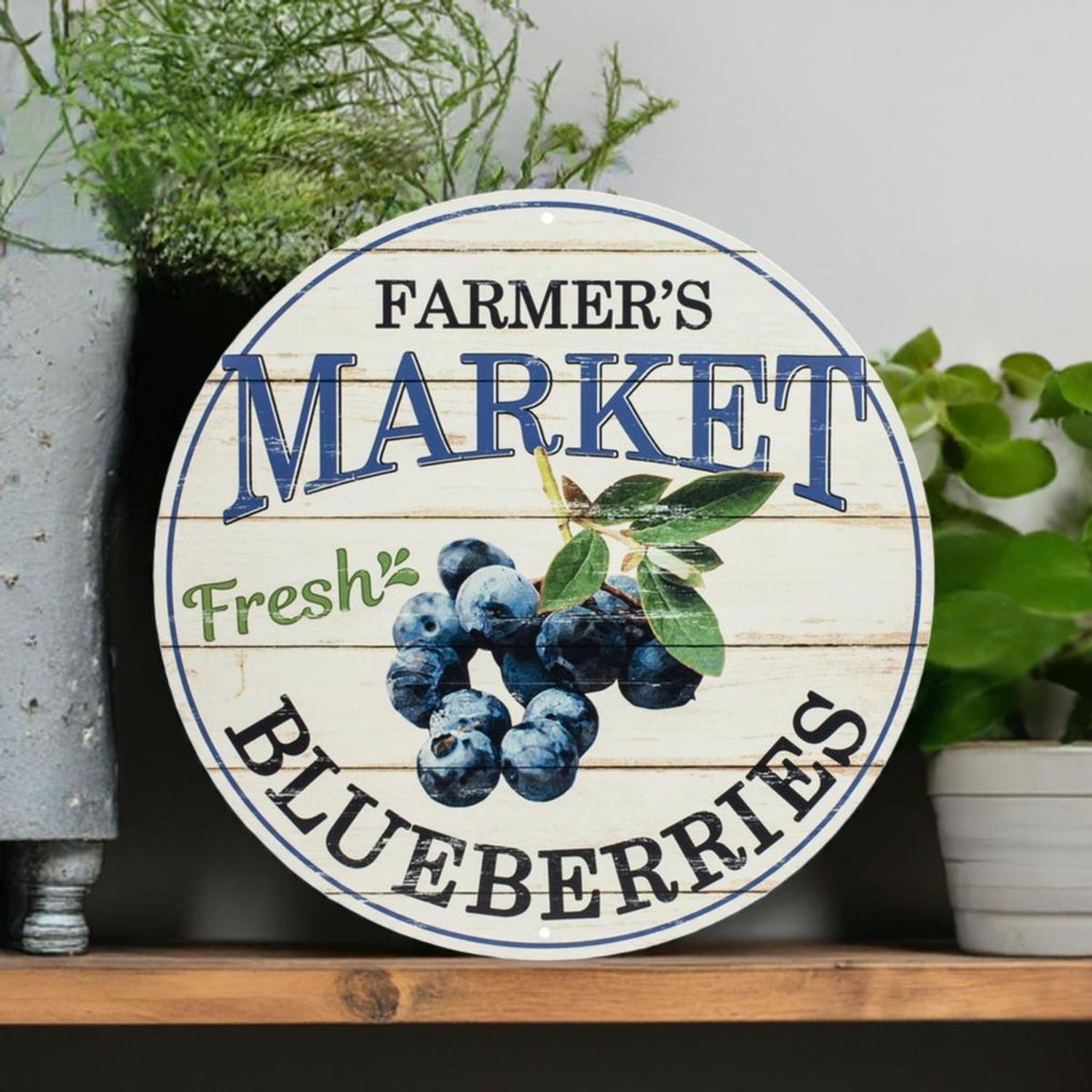Shop For 12" Metal Farmer's Market Sign: Blueberries at Michelle's aDOORable Creations