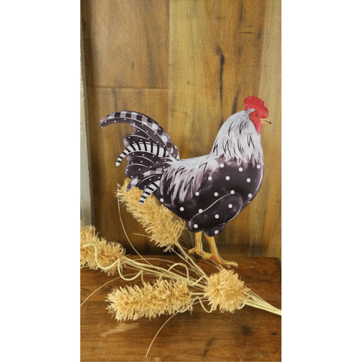 Shop For 12" Metal Rooster Hanger: Black/White Polka Dots