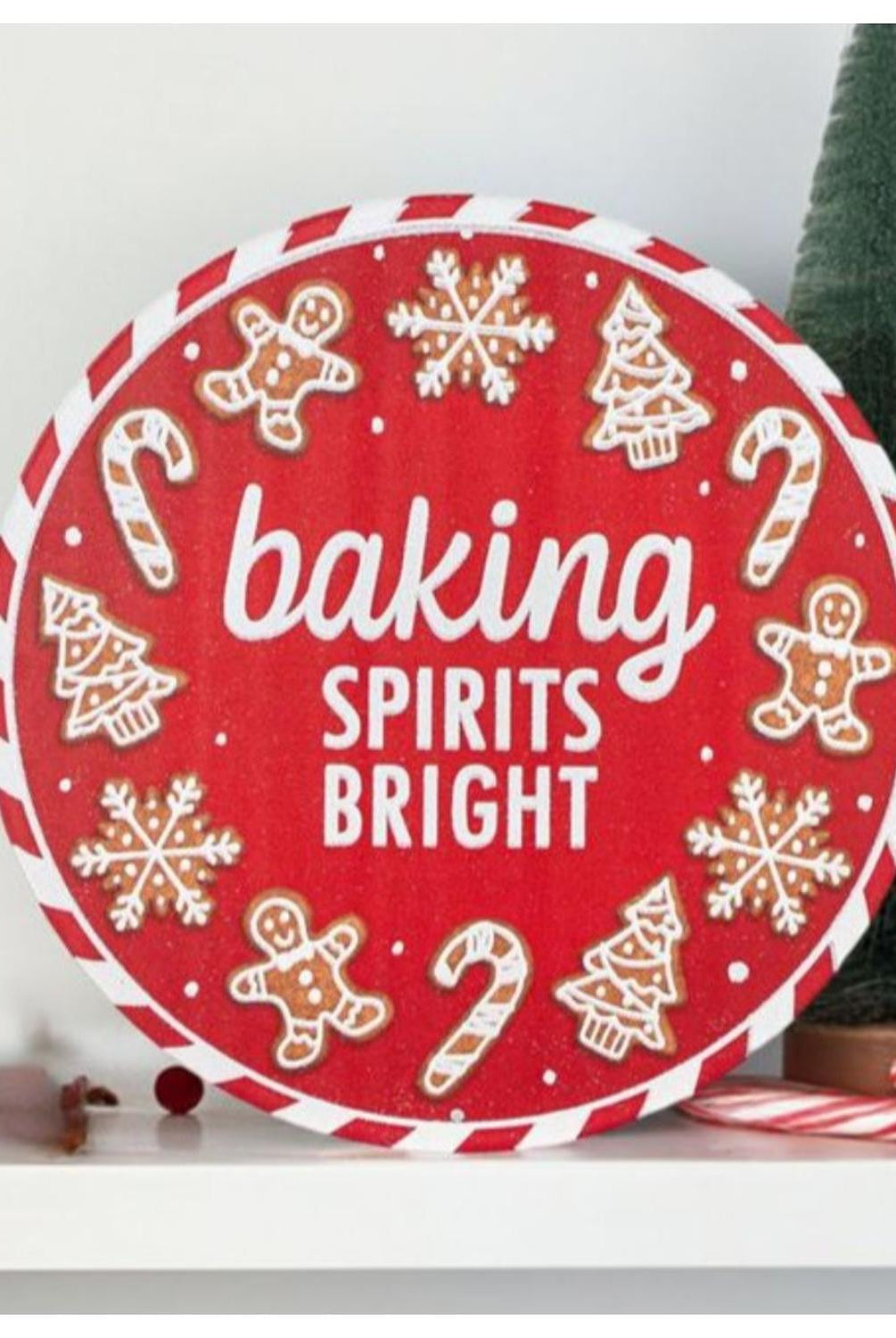 12" Metal Round Sign: Baking Spirits Bright