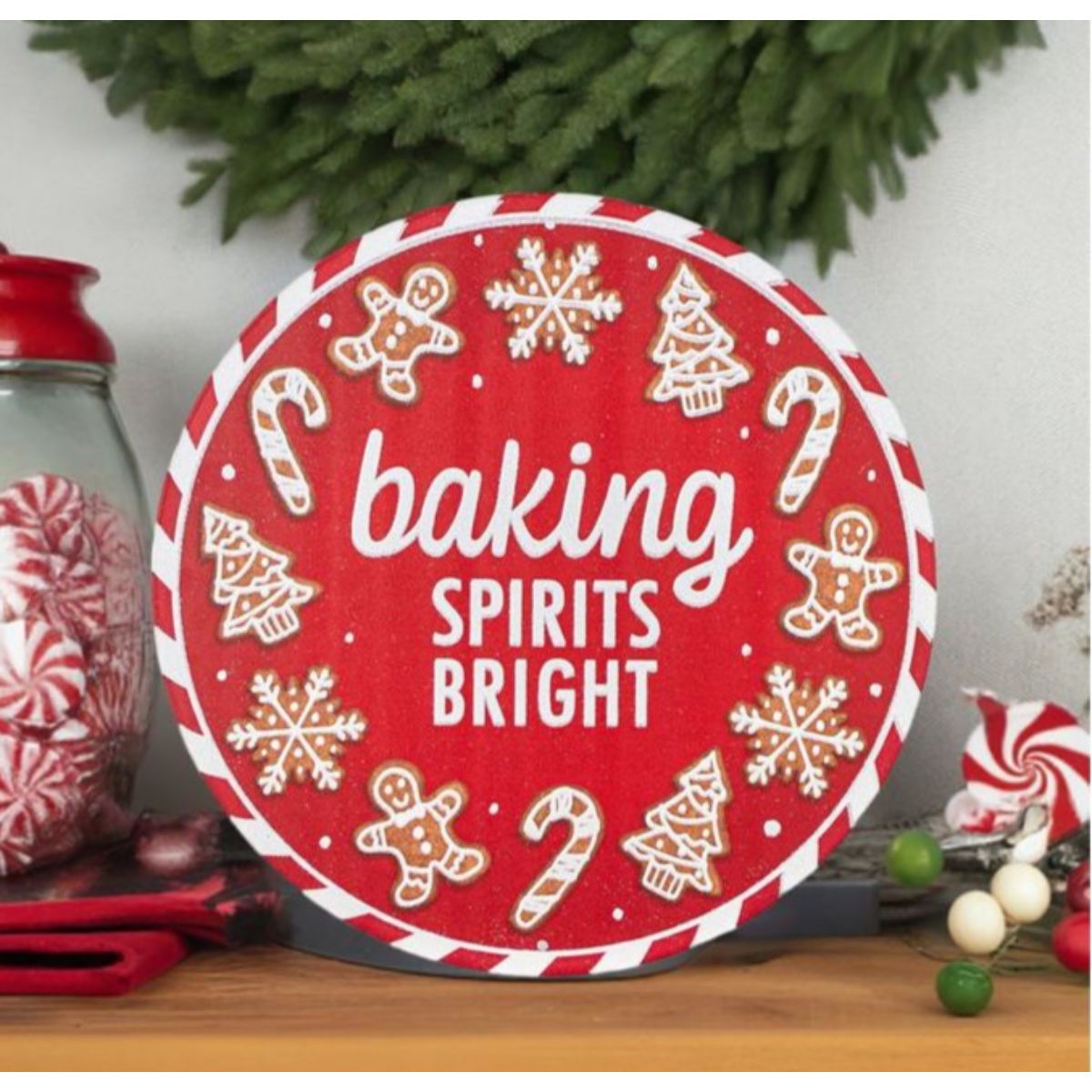 Shop For 12" Metal Round Sign: Baking Spirits Bright