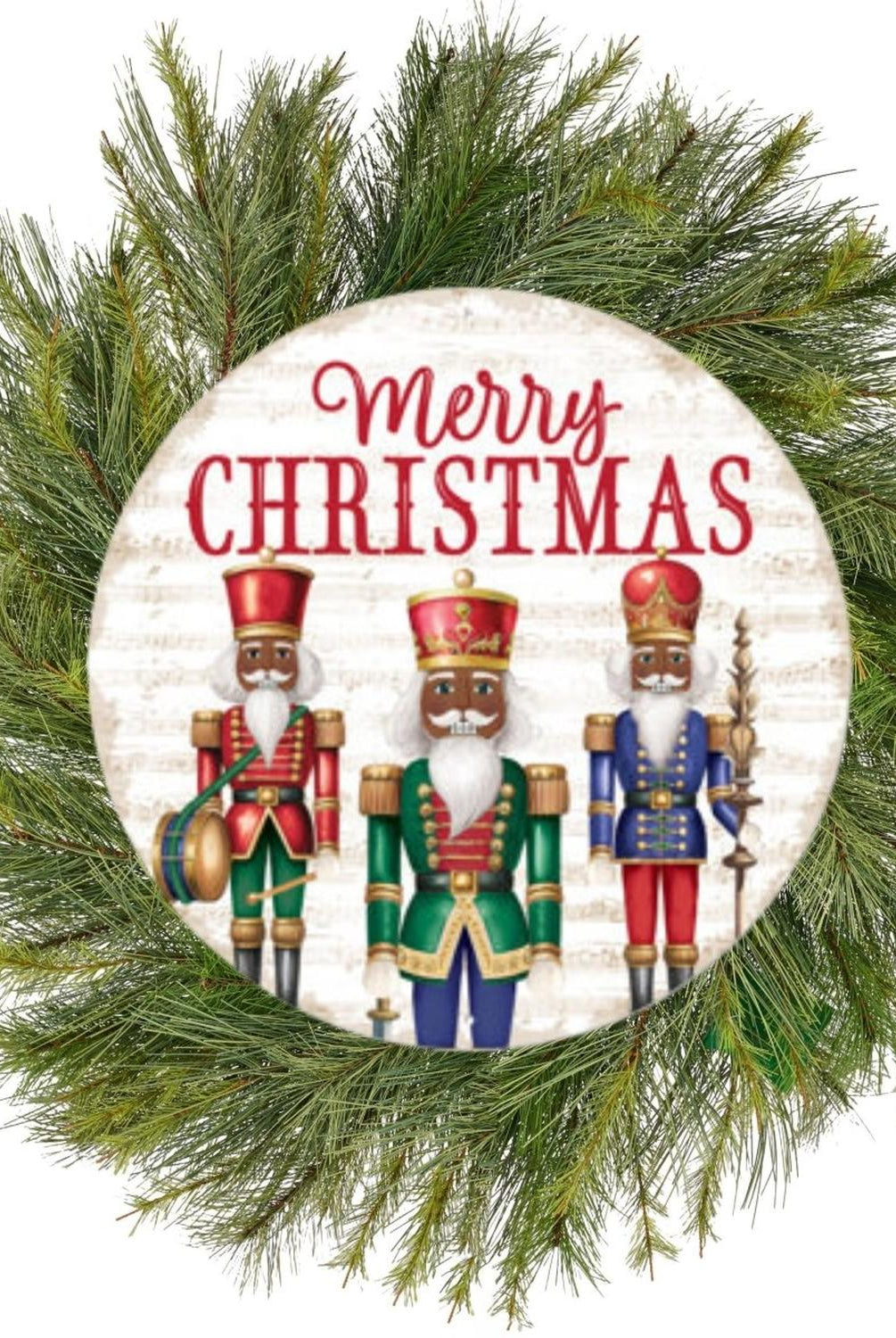12" Metal Round Sign: Dark Nutcracker Merry Christmas