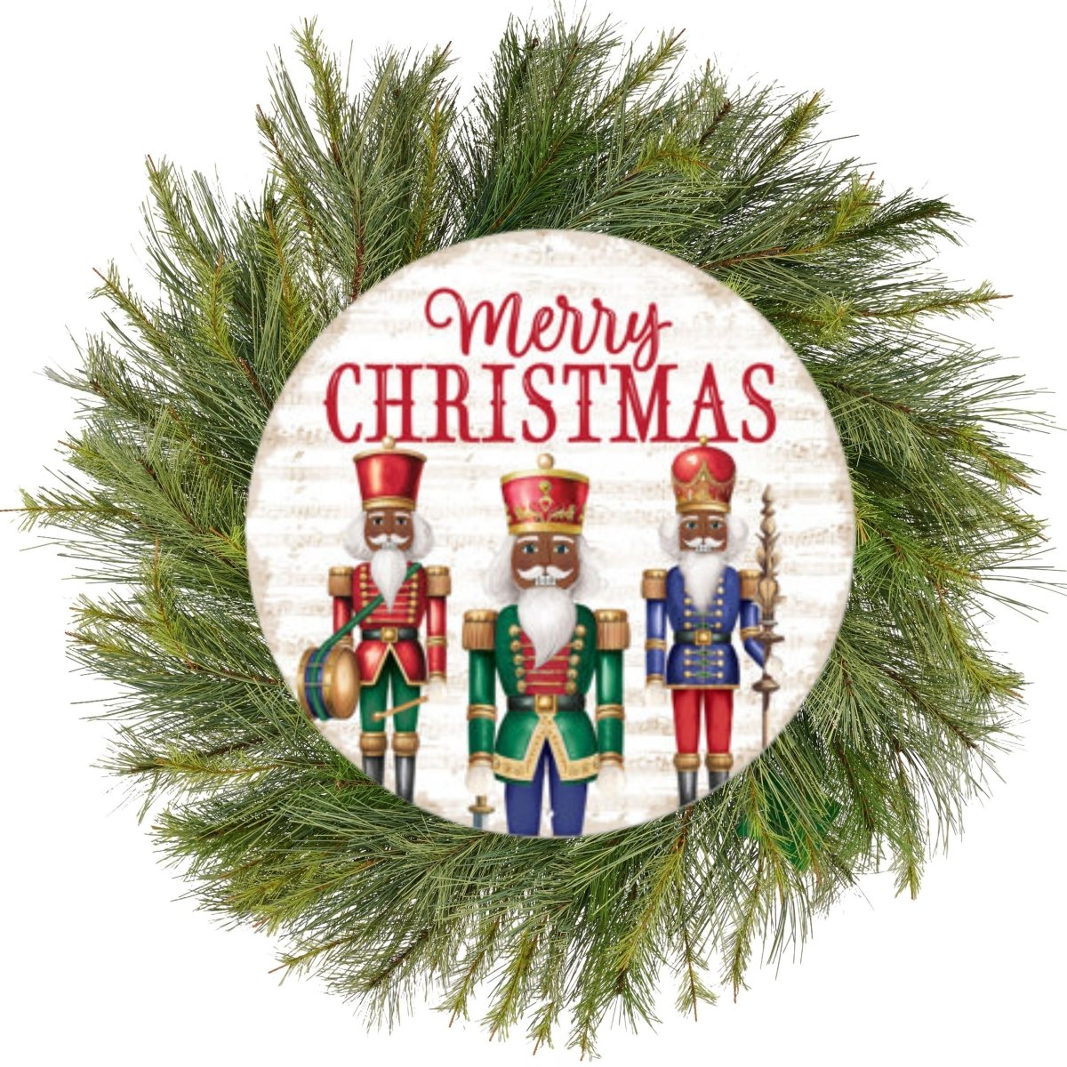 Shop For 12" Metal Round Sign: Dark Nutcracker Merry Christmas