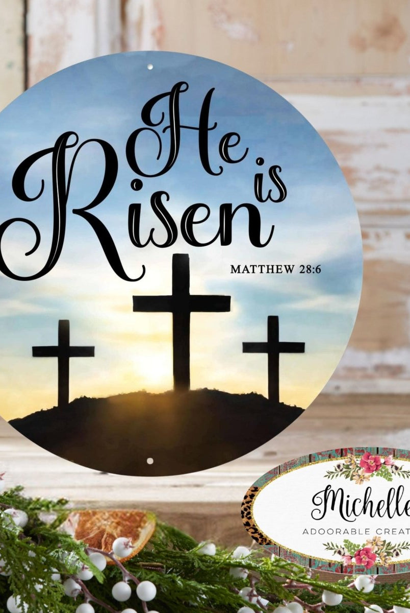 Shop For 12" Metal Round Sign: He Is Risen