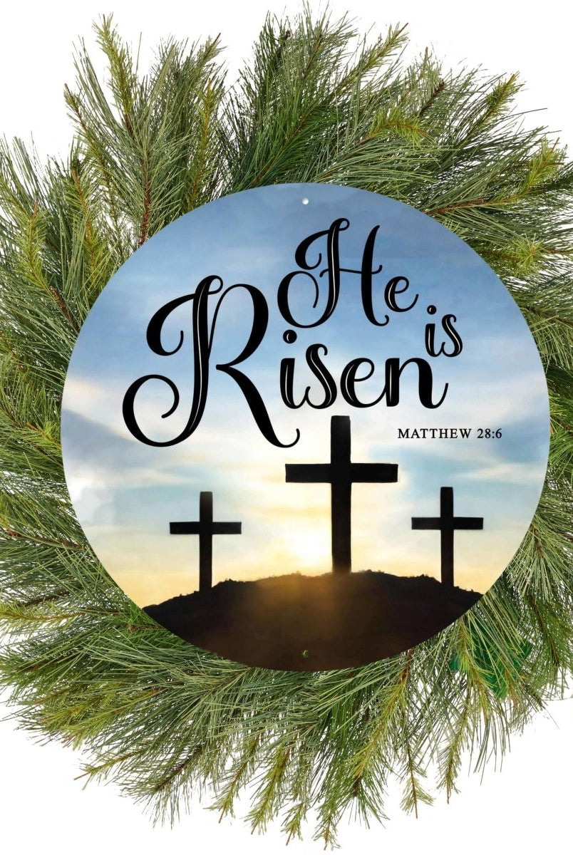 Shop For 12" Metal Round Sign: He Is Risen