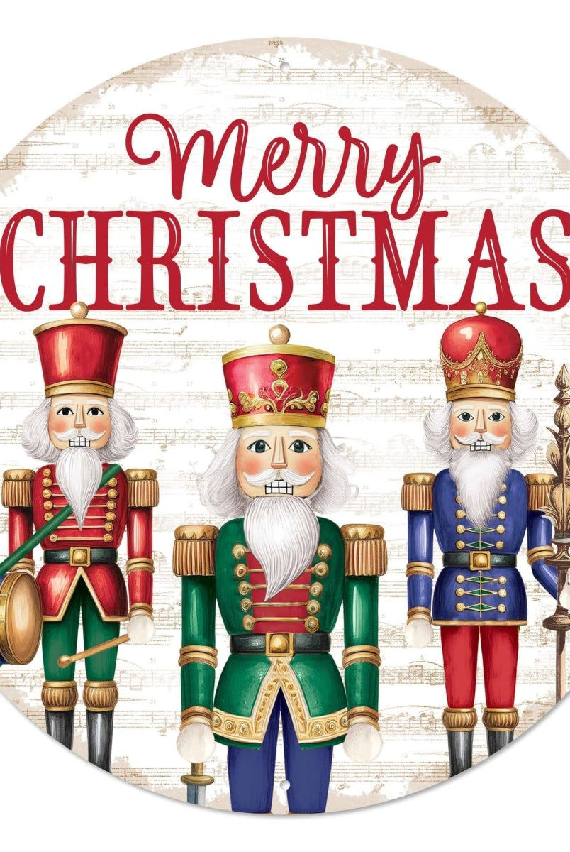 Shop For 12" Metal Round Sign: Nutcracker Merry Christmas