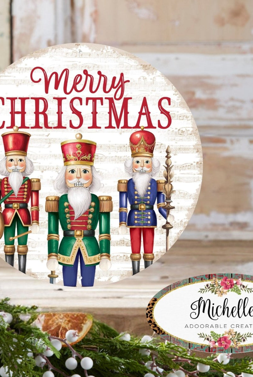 Shop For 12" Metal Round Sign: Nutcracker Merry Christmas