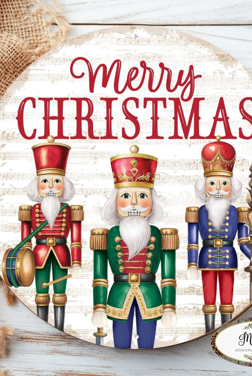 Shop For 12" Metal Round Sign: Nutcracker Merry Christmas