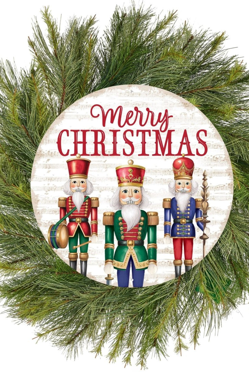 Shop For 12" Metal Round Sign: Nutcracker Merry Christmas