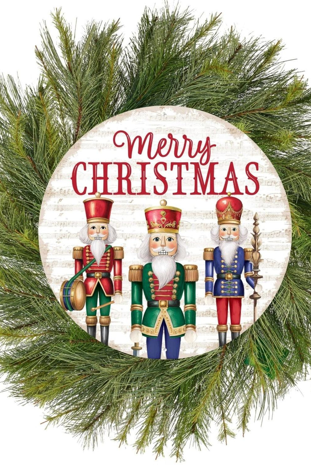 12" Metal Round Sign: Nutcracker Merry Christmas
