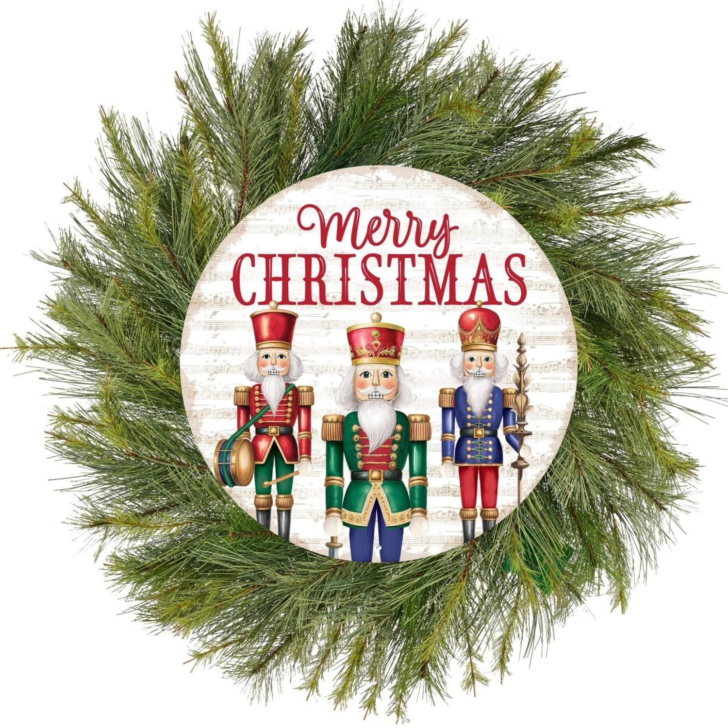 Shop For 12" Metal Round Sign: Nutcracker Merry Christmas