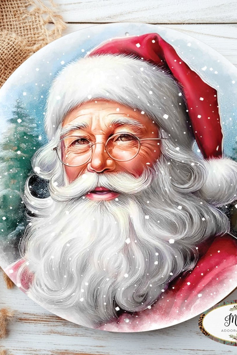 Shop For 12" Metal Round Sign: Santa Portrait