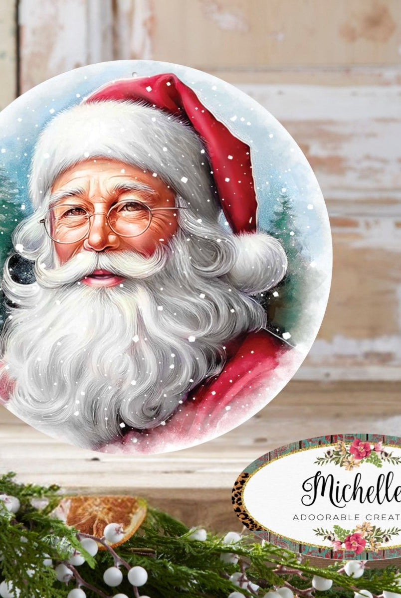 Shop For 12" Metal Round Sign: Santa Portrait