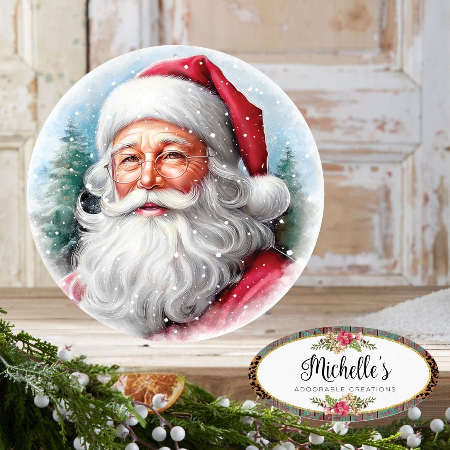 Shop For 12" Metal Round Sign: Santa Portrait