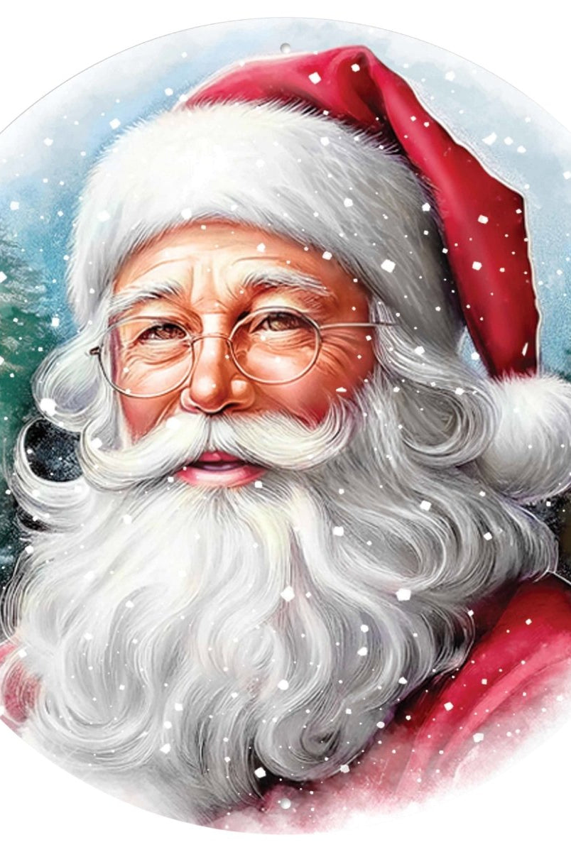 Shop For 12" Metal Round Sign: Santa Portrait