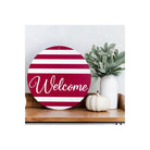 Shop For 12" Metal Sign: Welcome Red Stripes at Michelle's aDOORable Creations