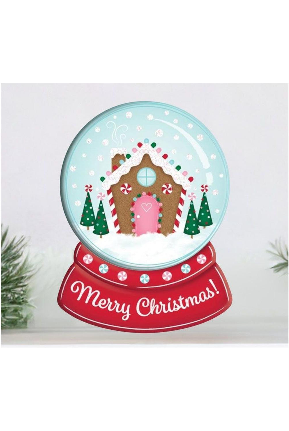 12" Metal Snow Globe Sign: Gingerbread House