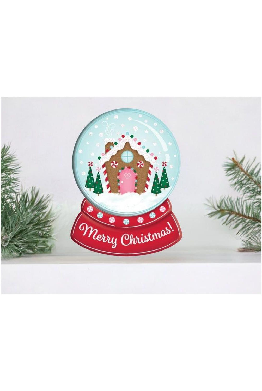 12" Metal Snow Globe Sign: Gingerbread House
