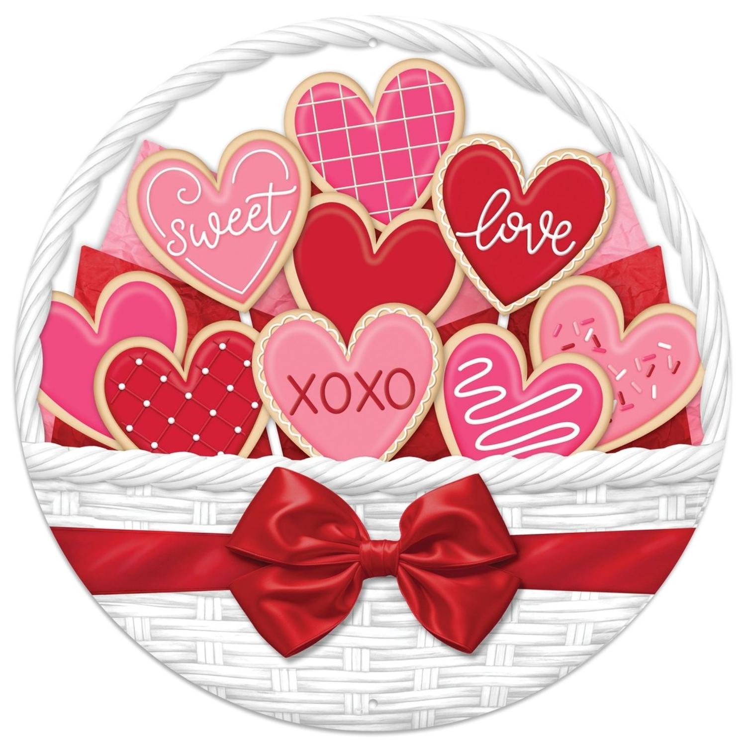 Shop For 12" Round Metal Sign: Basket Valentine Cookies